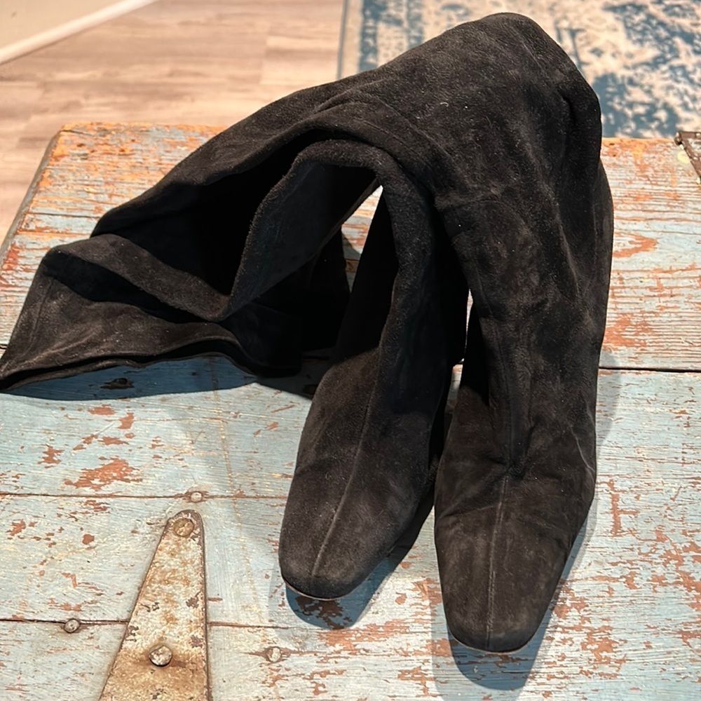 Vicini Black Suede Over the Knee Boots Made in Italy size EU 38.5 / US 7.5